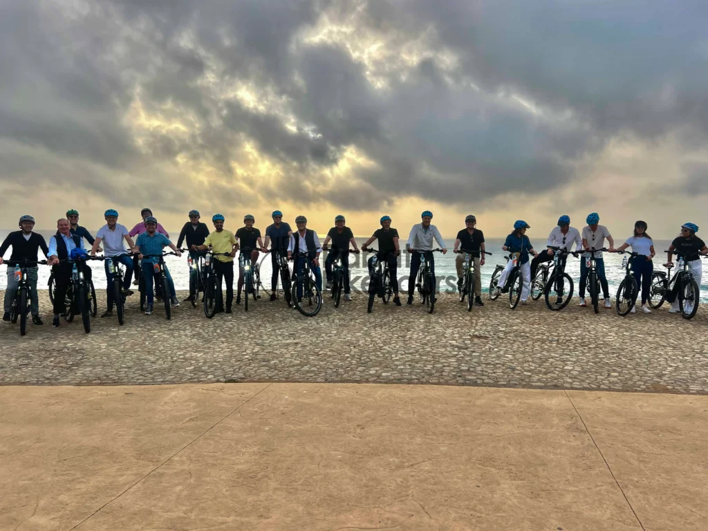 Corporate team building bike tour departure in Rabat with professional guides.
