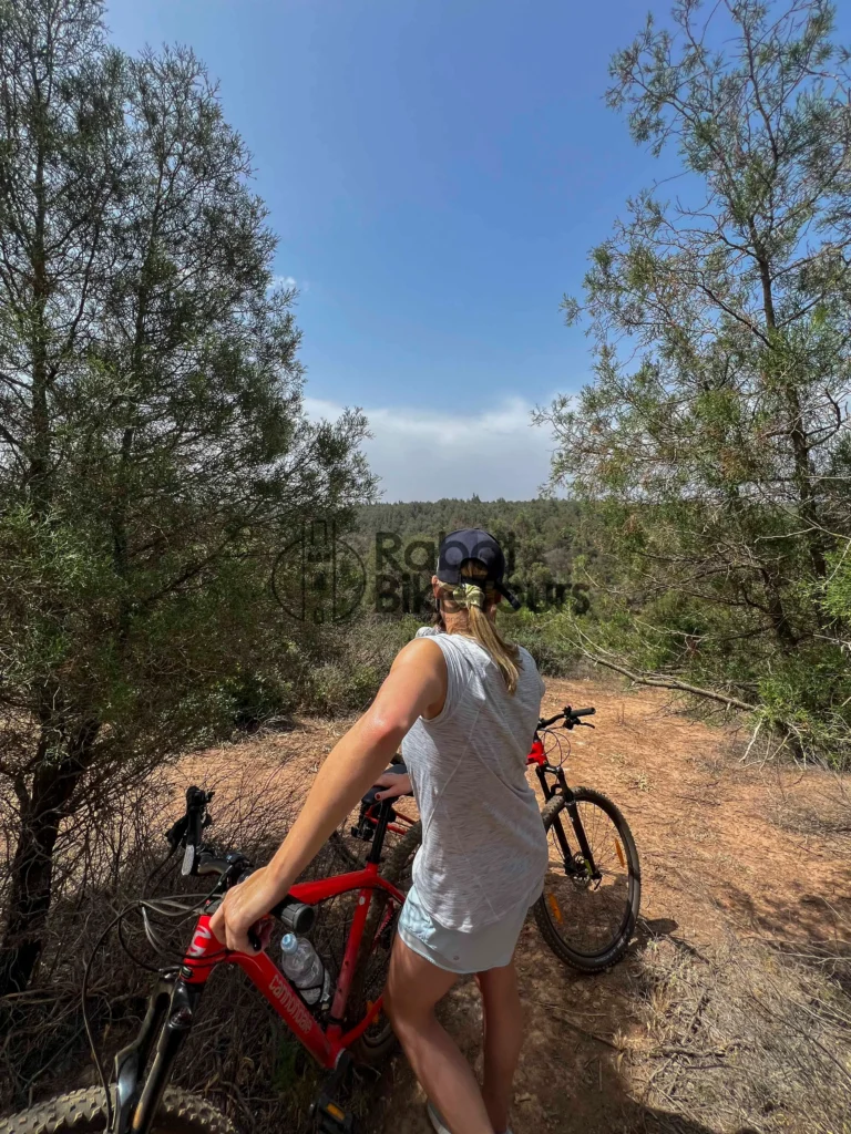 Riders riding through the forest trails of Benslimane.