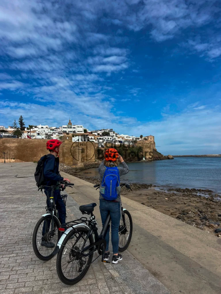 Row of high-quality electric bikes parked at the Udayas Kasbah entrance